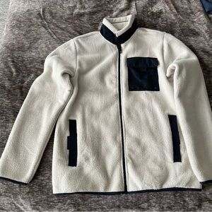 Men's Zip-Up Sweater in Cream and Black